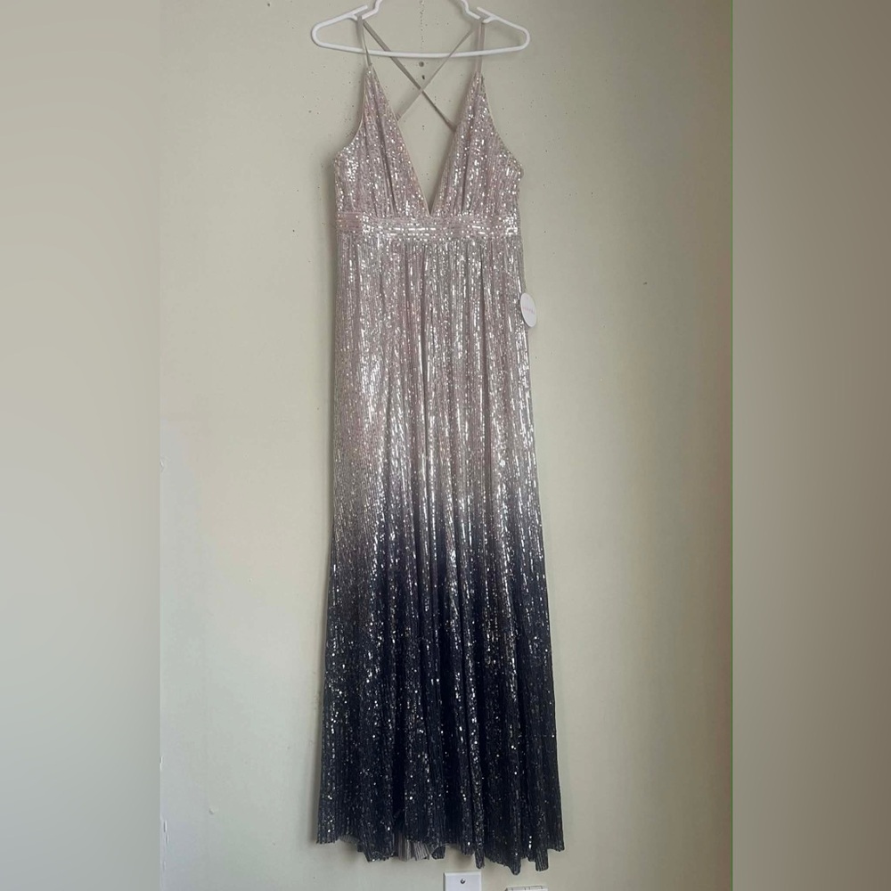 Luxxel Beige and Silver Sequin Dress
